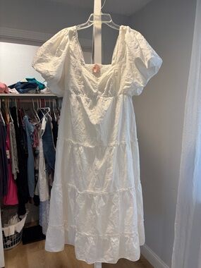 Show Me Your MuMu White Puff-Sleeve Tiered Maxi Dress